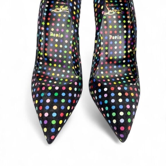NWT CHRISTIAN LOUBOUTIN Hot Chick Black Scalloped Polka Dot Stiletto Pum… - Picture 7 of 13